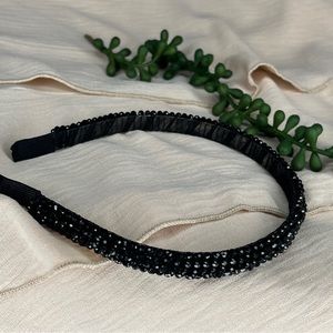 HEADBAND DRESSY BLACK BEADED